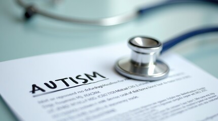 Medical examination report featuring autism diagnosis and stethoscope