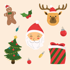 Christmas Groovy Illustration Pack. A simple vector illustration pack of Christmas theme that would fit for social media post, flyer, sticker, greeting card and more