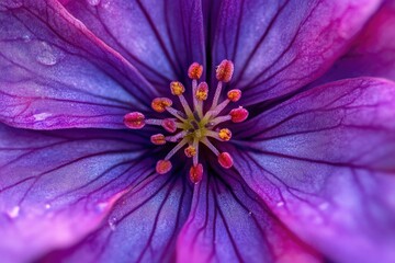 A detailed look at a vibrant purple flower with delicate petals and a yellow center