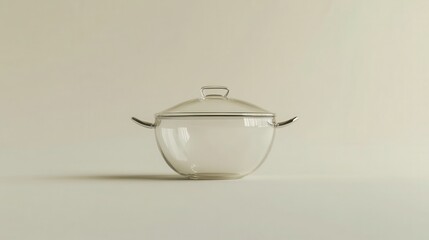 pot with a transparent lid on a light background, glossy and detailed