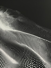 Abstract Wave of White Dots on Black Background Image