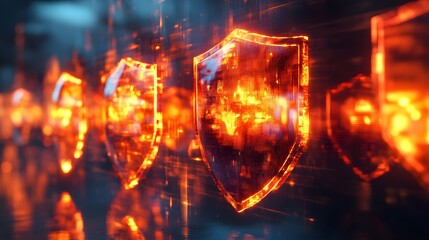 Digital Fortress: Fiery Shields Protect Data in a Cyber Landscape