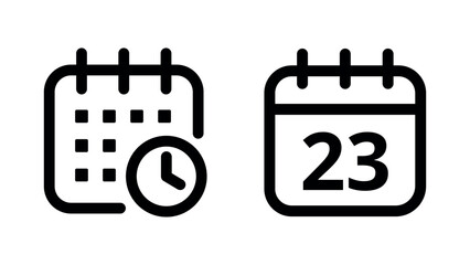 Simple flat hollow calendar icons isolated on transparent background for websites and graphic resources. Calendar icon with specific day marked, day 23.