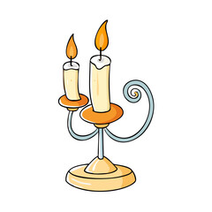 candles on white background vector art,  flat illustration candle holder icon