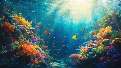 Naklejka premium Vibrant Underwater Coral Reef