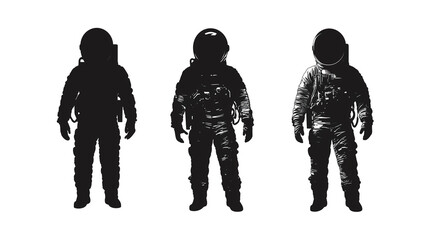 silhouettes of astronauts isolated on transparent background