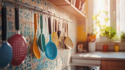Bright and Cozy Kitchen with Colorful Utensils
