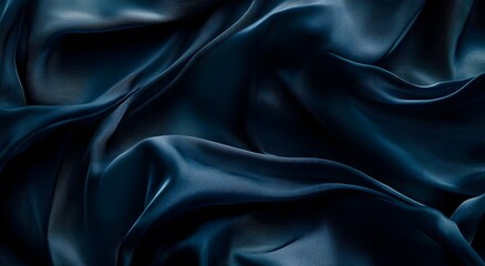 Fototapeta premium Black silk fabric and background. Creating a simple yet elegant abstract composition with digital art style patterns, can be used as wallpaper or background in graphic design projects.