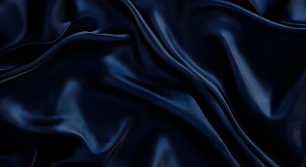 Fototapeta premium Black silk fabric and background. Creating a simple yet elegant abstract composition with digital art style patterns, can be used as wallpaper or background in graphic design projects.