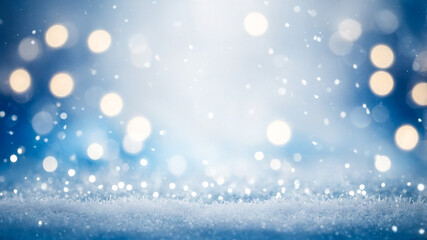Fototapeta premium Blue bokeh winter background.