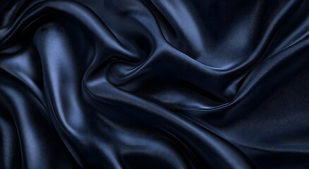 Obraz premium Black silk fabric and background. Creating a simple yet elegant abstract composition with digital art style patterns, can be used as wallpaper or background in graphic design projects.