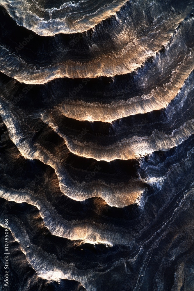 Poster A detailed view of wavy patterns on a surface