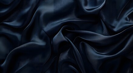 Fototapeta premium Black silk fabric and background. Creating a simple yet elegant abstract composition with digital art style patterns, can be used as wallpaper or background in graphic design projects.