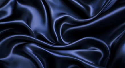 Obraz premium Black silk fabric and background. Creating a simple yet elegant abstract composition with digital art style patterns, can be used as wallpaper or background in graphic design projects.