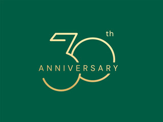 30th Anniversary luxury gold celebration with text overlapping in numbers logo typography vector design twisted infinity concept. Thirty Years anniversary gold template for celebration event, card.
