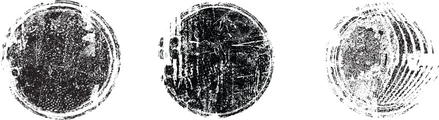 Obraz premium Vector rough edges badges set .Grunge set of textured black labels . Pack of vector stickers. Grunge circle stamps, insignias, labels, tags for your design. Grunge textured black vector rubber stamps