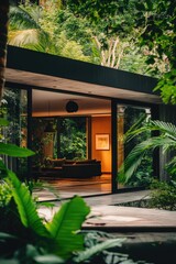 A private residence with an outdoor patio and swimming pool surrounded by a yard