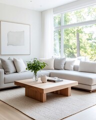 Minimalist Scandinavian Living Room Featuring Cozy Elegance and Natural Light Ambiance