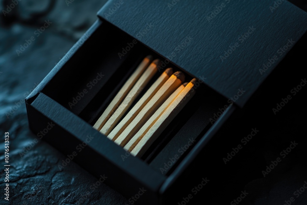 Poster a box of matches sits on top of a table, ready for use