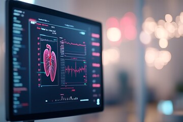 Fototapeta premium A computer screen displaying a medical image of a heart and graphs.