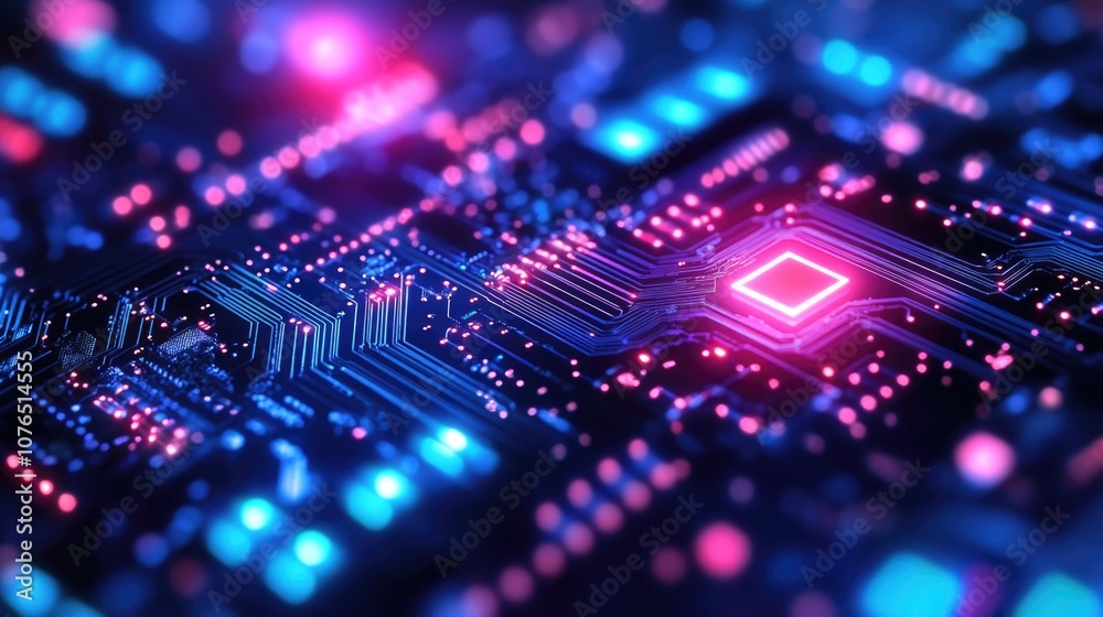 Poster High-quality image of a computer circuit board details