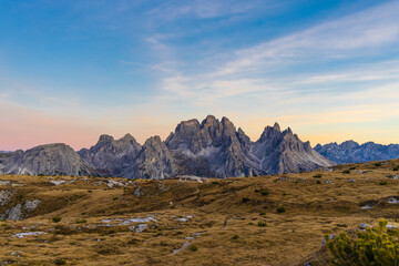 Obraz premium Autumn colors in the mountains. Yellow and orange forest tree in the Dolomites, autumn in the Alps beautiful colorful landscape
