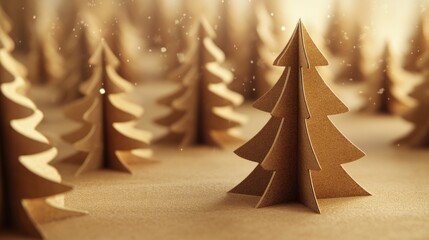 Decorative paper trees on a table, perfect for festive gatherings or office decorations