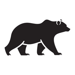 Obraz premium Vector black silhouette of a bear isolated on a white background.