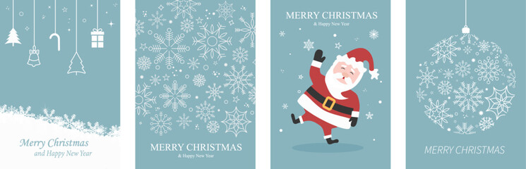 Winter and Christmas background with snowflakes. Christmas ornament elements hanging. Christmas background for greeting card. New year and Christmas greeting card. Vector illustration