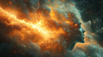 exploding mind concept art, inner world, dreams, emotions, imagination and creative mind