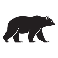 Obraz premium Vector black silhouette of a bear isolated on a white background.