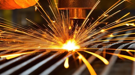 Sparks Flying from Metalwork in Industrial Setting