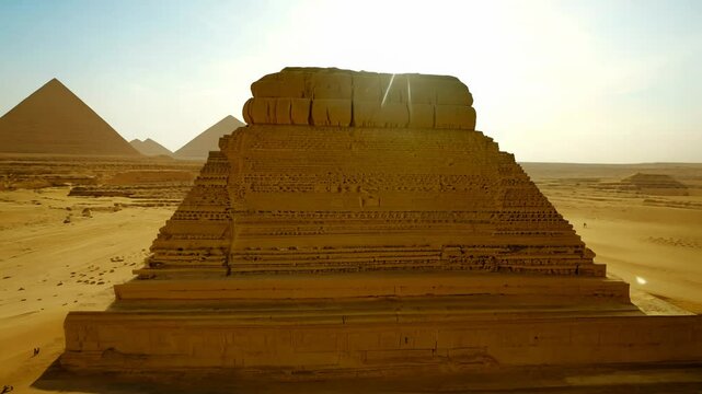 Camera fly around the great sphinx of giza with fill light, 360-degree video