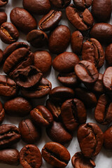 coffee beans macro photo. Banner, background 