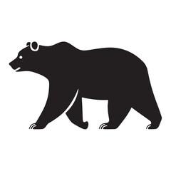 Obraz premium Vector black silhouette of a bear isolated on a white background.