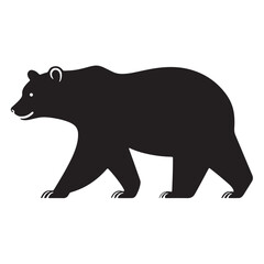 Obraz premium Vector black silhouette of a bear isolated on a white background.