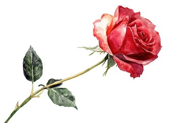 Obraz premium flower roses watercolor hand drawn illustration isolated on white background 