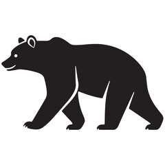 Fototapeta premium Vector black silhouette of a bear isolated on a white background.