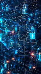 Obraz premium Virtual barricades blocking cyber threats from penetrating networks
