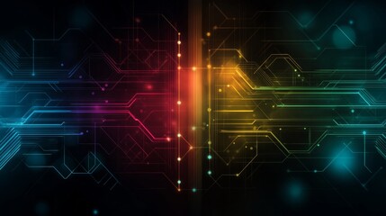 Obraz premium A beauty futuristic abstract background in a high-tech style. Shining lines and patterns resembling neural networks, connections, and digital circuits.