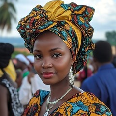 Fototapeta premium a woman wearing traditional Ugandan gomesi at a cultural event