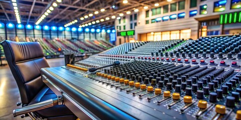 Rows of Seats in a Supermarket, Audio Mixer Control Panel, and Close-Up of Computer Board Captured with High Depth of Field for a Unique Visual Experience