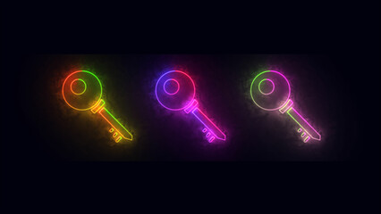 Neon Key vector icon in glyph style