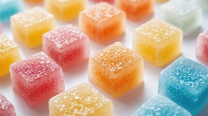 Lots of colorful gummies on light background