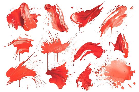 Set of realistic bloody splatters. Drop and blob of blood. Bloodstains. Isolated. Vector illustration of bloody ink drips on white background.