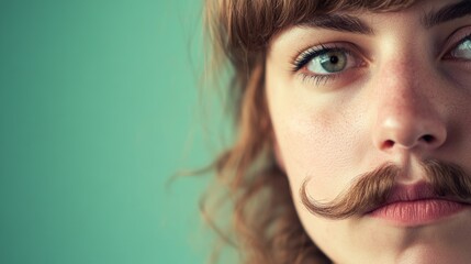 Close-up portrait of a man with a mustache, suitable for various uses including portraits, characters and more