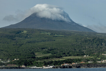 Majestic Pico Volcano slopes view at Pico island Azores Portugal