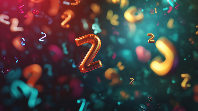 Mathematics background with 3D numbers and symbols floating in space, illuminated by soft light - Powered by Adobe