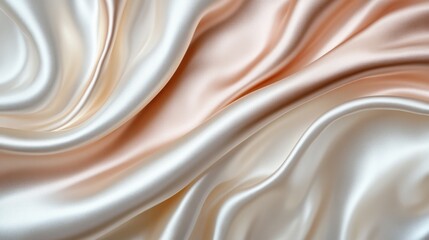 Fototapeta premium Elegant Flowing Satin Fabric with Soft Peach and Ivory Hues
