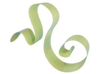 Shiny twisted green ribbon. 3D render without background.